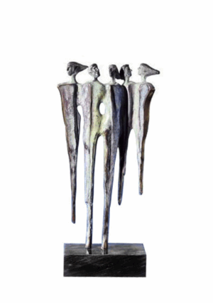 Bronze Skulptur aus Vielfalt zur Einheit - Hochwertiges und exklusives Geschenk zum Firmenjubiläum, für Geschäftspartner oder Dekoration im Büro/Firma/Unternehmen. Auch mit Gravur möglich