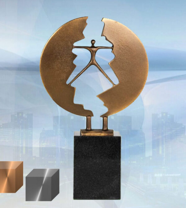 Skulptur Das Verbindungsglied - Tolles und exklusives Geschenk für Firmen, Geschäftspartner, Kunden, Geschäftsführer, Lieferanten, Kooperationen und für Mitarbeiter. Gravur möglich