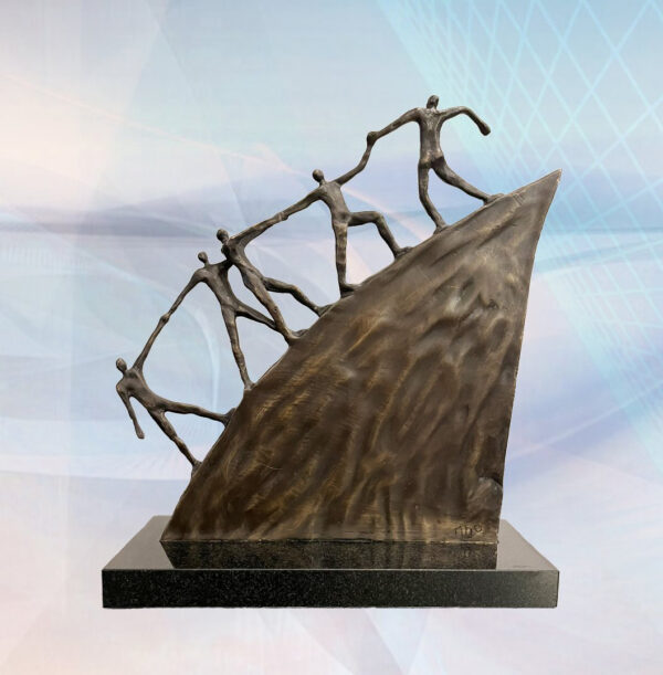 Bronze Skulptur Der Weg nach vorne große Ausführung - Erstklassiges und exklusives Geschenk für Firmen, Business Partner, zum Jubiläum, Projektabschluss, für besondere Kunden, Geschäftsführung, Chef/Chefin