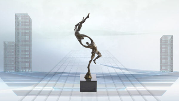 Bronzeskulptur "Dynamische Zusammenarbeit" – Bild 3