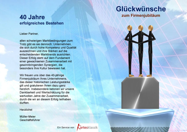Glückwünsche zum Firmenjubiläum – kostenlose Vorlagen und Muster