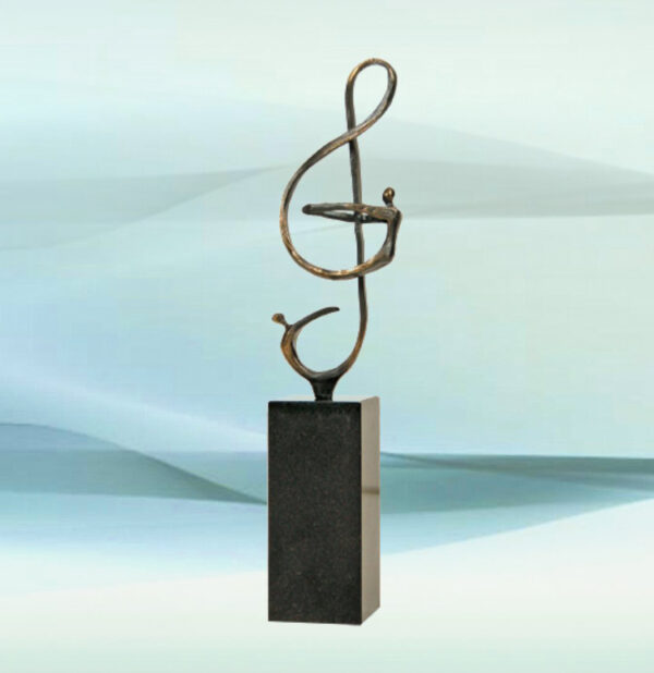 Skulptur Kunst der Musik - Tolles und exklusives Geschenk für Musiker, Dirigent, Dirigenten, Musiklehrer, Musikschule, Bands und Musik-Fans. Gravur von Text und Logo möglich