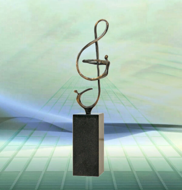 Skulptur Kunst der Musik - Tolles und exklusives Geschenk für Musiker, Dirigent, Dirigenten, Musiklehrer, Musikschule, Bands und Musik-Fans. Gravur von Text und Logo möglich