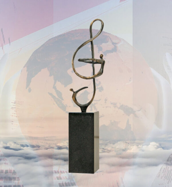Skulptur Kunst der Musik - Tolles und exklusives Geschenk für Musiker, Dirigent, Dirigenten, Musiklehrer, Musikschule, Bands und Musik-Fans. Gravur von Text und Logo möglich