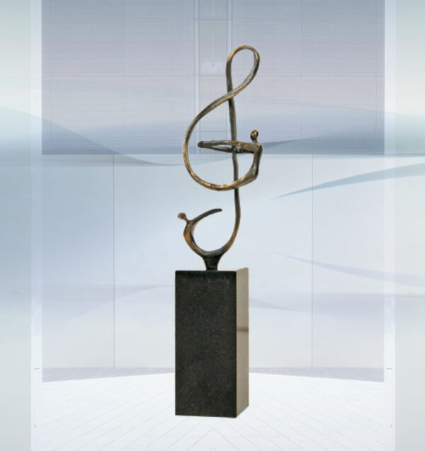 Skulptur Kunst der Musik - Tolles und exklusives Geschenk für Musiker, Dirigent, Dirigenten, Musiklehrer, Musikschule, Bands und Musik-Fans. Gravur von Text und Logo möglich