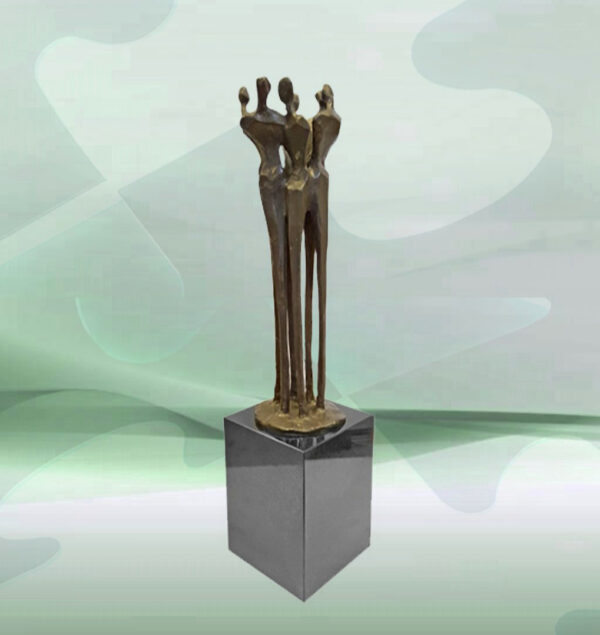 Bronze Skulptur Schulter an Schulter große Ausführung - Exklusives Business Geschenk mit nachhaltigen emotionalen Akzenten für Geschäftsführer, Manager, Fach- und Führungskräfte und Mitarbeiter. Auf Wunsch mit Gravur