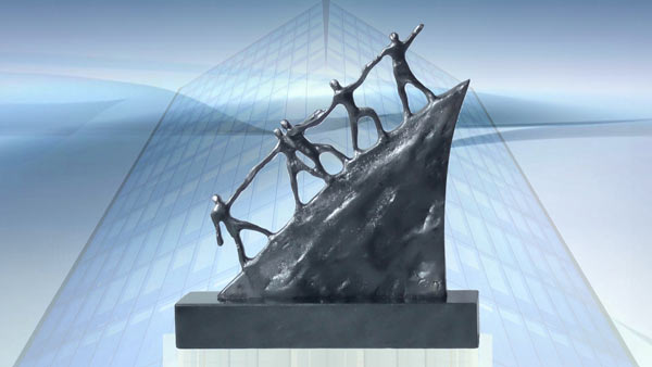 Skulptur Der Weg nach vorne Bronzeskulptur Firmenfeier Firmenjubiläum Jubiläum