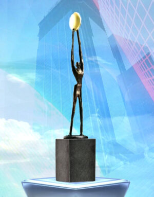 Skulptur Sonnige Zukunft - Tolles Geschenk zur Geschäftseröffnung, Firmengründung oder Geschäftsübernahme. Auch als moderne Kunst Dekoration für Zuhause.