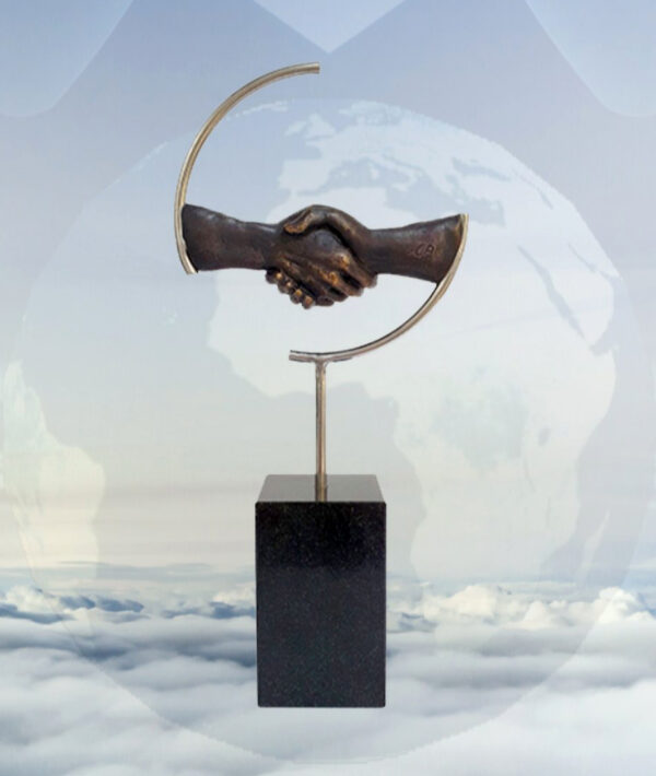 Skulptur der entscheidende Händedruck - Hochwertiges Geschenk für Geschäftspartner, zum Firmen Jubiläum, für Business Partner, zur Firmenübernahme, für Kunden und Geburtstag Chef/Chefin