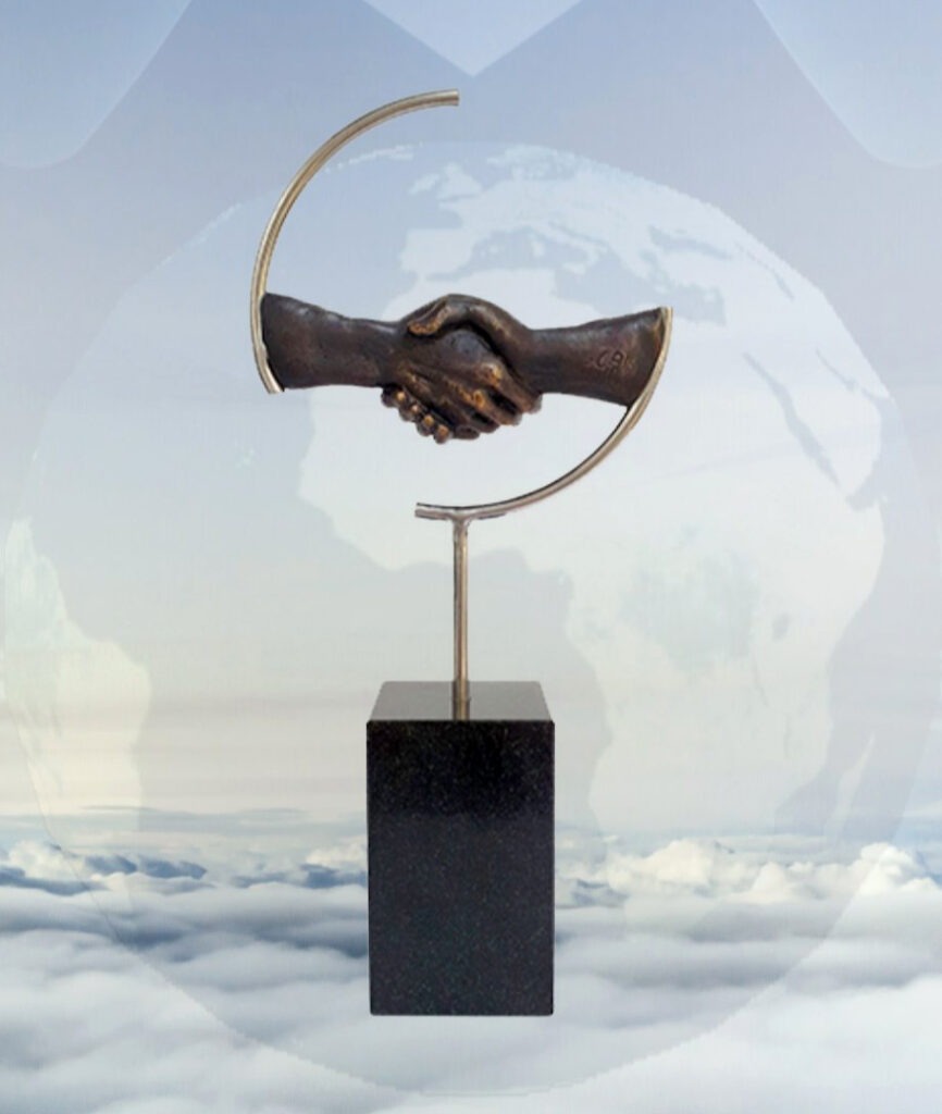 Skulptur der entscheidende Händedruck - Hochwertiges Geschenk für Geschäftspartner, zum Firmen Jubiläum, für Business Partner, zur Firmenübernahme, für Kunden und Geburtstag Chef/Chefin