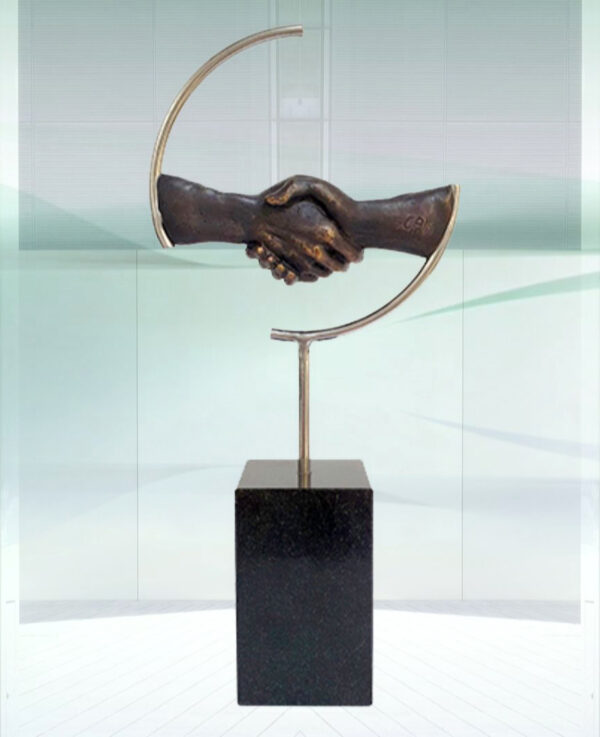 Skulptur der entscheidende Händedruck - Hochwertiges Geschenk für Geschäftspartner, zum Firmen Jubiläum, für Business Partner, zur Firmenübernahme, für Kunden und Geburtstag Chef/Chefin