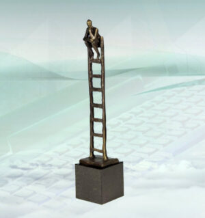 Bronze Skulptur Der kreative Denker - Hochwertiges und exklusives Geschenk für Firmen, Geschäftspartner, Geschäftsführer, Chef/Chefin und für Menschen mit hohen Zielsetzungen. Mit Gravur möglich