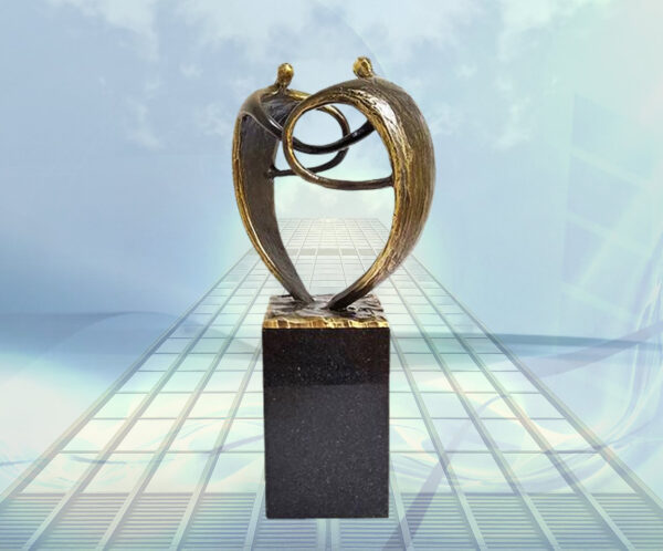 Skulptur "gegenseitige Werschätzung" Geschenk für Geschäftspartner, zur Geschäftseröffnung, Firmengründung, für Firmenkunden, zum Jubiläum, für Partner, Kunden, zum Geburtstag. Mit Gravur