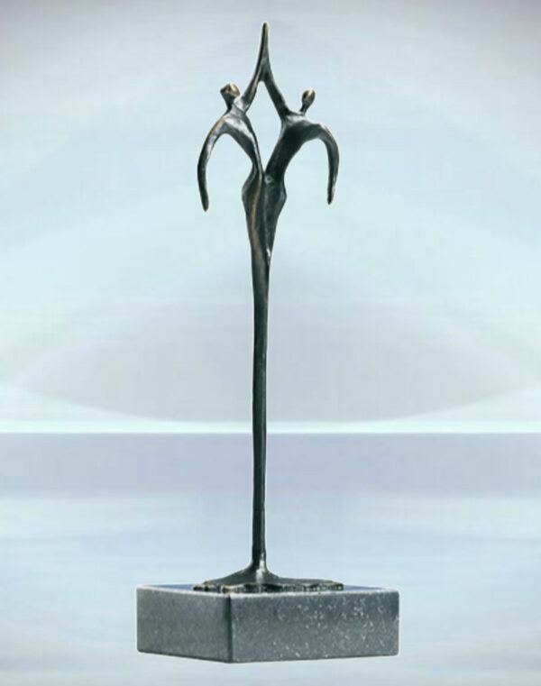 Skulptur Gemeinsam Geschenk zum Firmenjubiläum, für Geschäftskunden, Geschäftspartner, Firmeneinweihung, Firmenjubiläum, Abschied, Familie. Auch mit Gravur zur Personalisierung