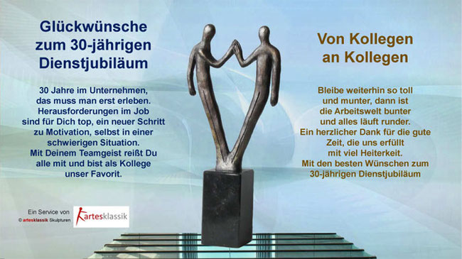 Glückwünsche zum 30 jährigen Dienstjubiläum von Kollegen an Kollegen