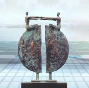 Bronze Skulptur Neue Perspektiven große Ausführung - Imposantes Bronzekunstwerk als Geschenk für Geschäftspartner, Geschäftsführer, Geschäftsführung und als hochwertige Dekoration für Innen- und Außenbereich