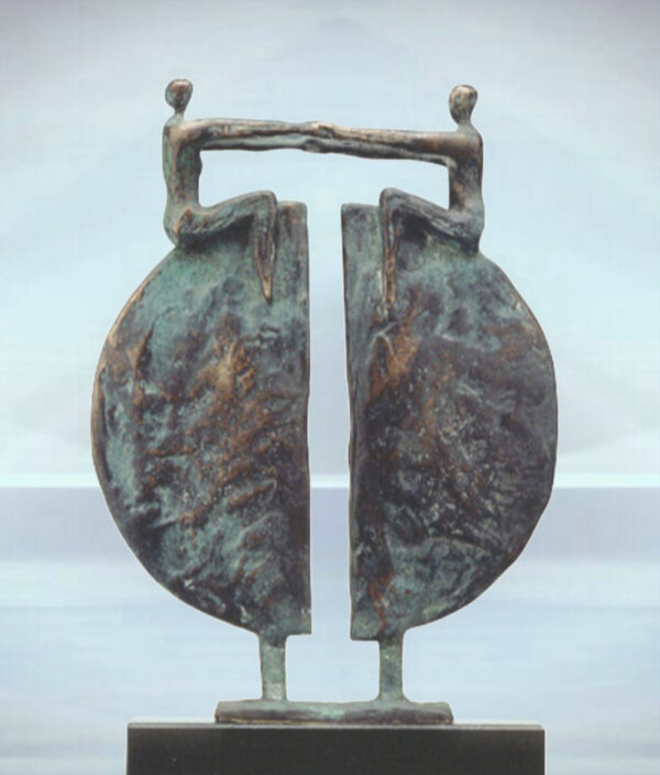Bronze Skulptur Neue Perspektiven große Ausführung - Imposantes Bronzekunstwerk als Geschenk für Geschäftspartner, Geschäftsführer, Geschäftsführung und als hochwertige Dekoration für Innen- und Außenbereich
