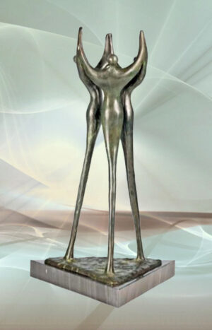 Bronze Skulptur Niveauvolle Zusammenarbeit große Ausführung - Kreatives und exklusives Geschenk für Firmen, Business Partner, zum Jubiläum, zum Dienst Jubiläum, für Kunden, Geschäftsführung, Chef/Chefin und Selbstständige