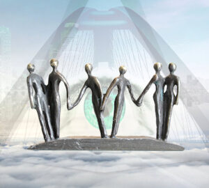 Skulptur stolzes Team Geschenk für Firmenkunden, Kunden, zur Hauseinweihung, Firmeneinweihung, zur Motivation des Teams, zur Dekoration im Unternehmen, zum Firmenjubiläum