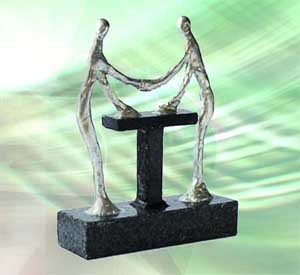 Skulptur "Der entscheidende Handschlag"