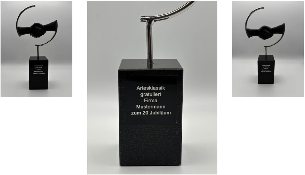 Geschenk Skulptur mit Gravur Text